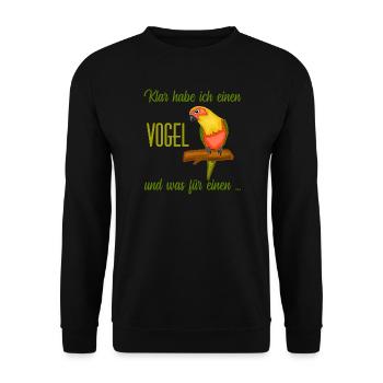 Papagei Motiv mit lustigem Spruch - Unisex Pullover - Schwarz - Vorne - Alina (178cm) & Michal (187cm)