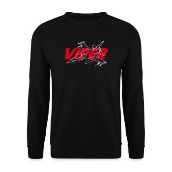 F-16 Viper / Fighting Falcon Düsenjäger / F16 - Unisex Pullover - Schwarz - Vorne - Alina (178cm) & Michal (187cm)