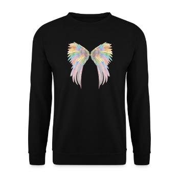 Wunderschöne pastellfarbene Engelsflügel - Unisex Pullover - Schwarz - Vorne - Alina (178cm) & Michal (187cm)