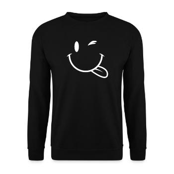 Smile Smilies Emojis Emoticons Motivation Lächeln - Unisex Pullover - Schwarz - Vorne - Alina (178cm) & Michal (187cm)