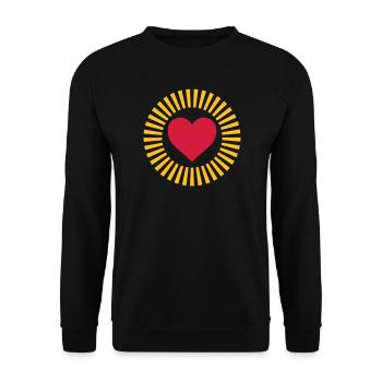 Herz in Strahlenkranz Design - Unisex Pullover - Schwarz - Vorne - Alina (178cm) & Michal (187cm)
