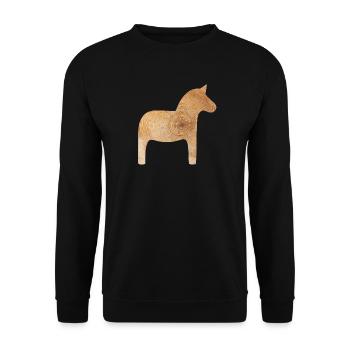 Dala Horse Wood Winter Sweden Annual Rings Decoration - Unisex Sweatshirt - black - Front - Alina (178cm) & Michal (187cm)