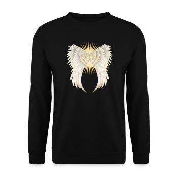 ailes d'ange en or blanc avec étoile brillante - Sweat-shirt Unisexe - noir - Devant - Alina (178cm) & Michal (187cm)