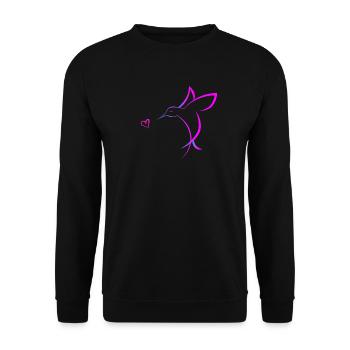 Kolibri mit Herz - Unisex Pullover - Schwarz - Vorne - Alina (178cm) & Michal (187cm)