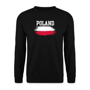 Poland Brush Flag Typografie - Unisex Pullover - Schwarz - Vorne - Alina (178cm) & Michal (187cm)