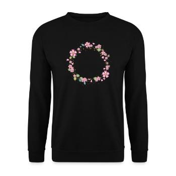 filigree dog rose frame with leaves - Unisex Sweatshirt - black - Front - Alina (178cm) & Michal (187cm)