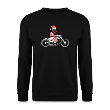xmas santa claus weihnachtsmann motorrad biker - Unisex Pullover - Schwarz - Vorne - Alina (178cm) & Michal (187cm)