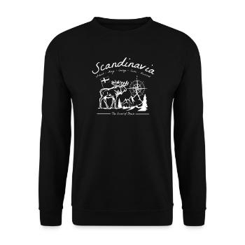 Scandinavia Outdoor Adventure Flag Moose - Unisex Sweatshirt - black - Front - Alina (178cm) & Michal (187cm)