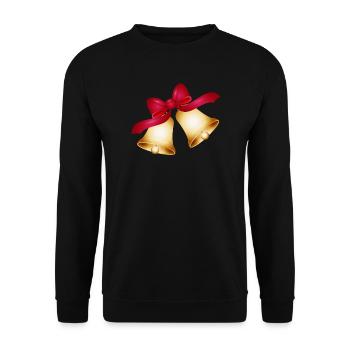 two golden bells with a large red bow - Unisex Sweatshirt - black - Front - Alina (178cm) & Michal (187cm)