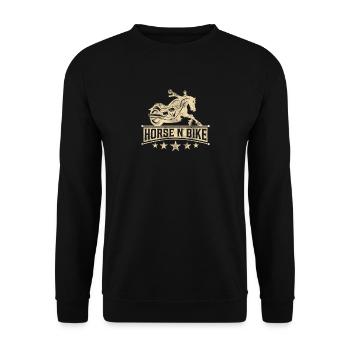 HORSE N BIKE Beige - Unisex Pullover - Schwarz - Vorne - Alina (178cm) & Michal (187cm)