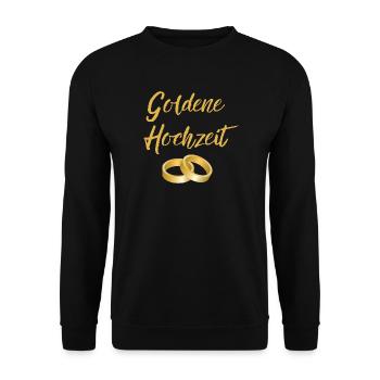 Goldene Hochzeit Eheringe golden Hochzeittag Segen - Unisex Pullover - Schwarz - Vorne - Alina (178cm) & Michal (187cm)
