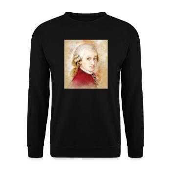 Wolfgang Amadeus Mozart in watercolor style - Unisex Sweatshirt - black - Front - Alina (178cm) & Michal (187cm)