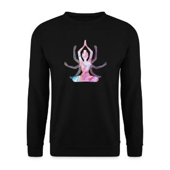 Spirituelles Yoga-Mädchen - Unisex Pullover - Schwarz - Vorne - Alina (178cm) & Michal (187cm)