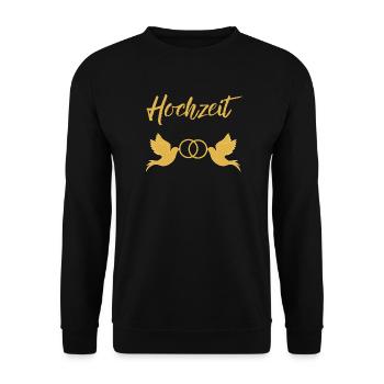 Hochzeit halten Taubenpaar Eheringe golden Heirat - Unisex Pullover - Schwarz - Vorne - Alina (178cm) & Michal (187cm)