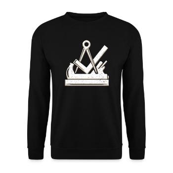 Tischler und Schreiner Zunftsymbol 3D Grunge Used - Unisex Pullover - Schwarz - Vorne - Alina (178cm) & Michal (187cm)