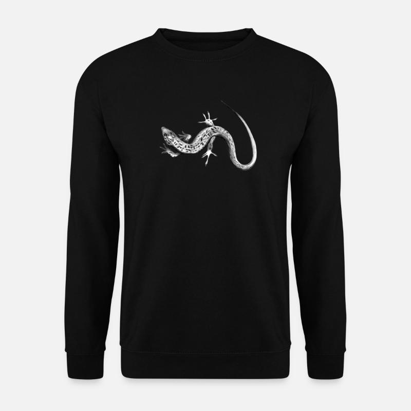 Graue Eidechse Schwarzweiß Muster - Unisex Pullover - Schwarz