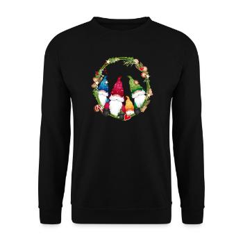 little elf family in a Christmas frame - Unisex Sweatshirt - black - Front - Alina (178cm) & Michal (187cm)
