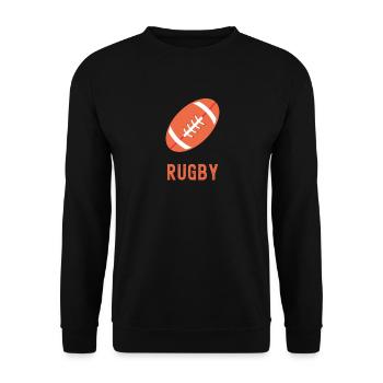 Minimalist Rugby Ball in Orange - Unisex Sweatshirt - black - Front - Alina (178cm) & Michal (187cm)