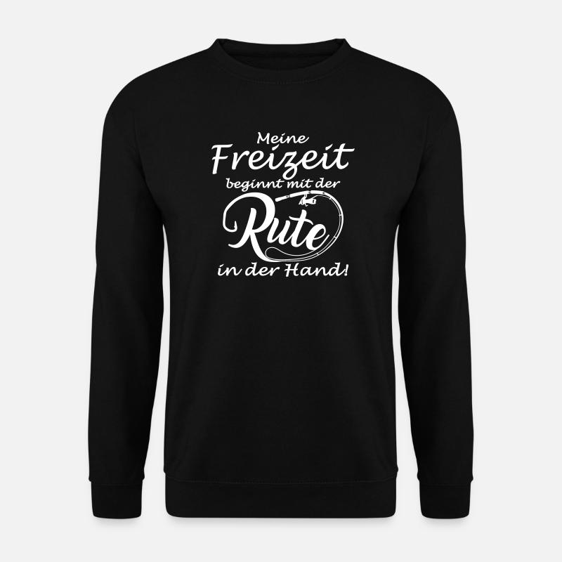 Freizeit beginnt beim Angeln Rute Angler Spruch - Unisex Pullover - Schwarz