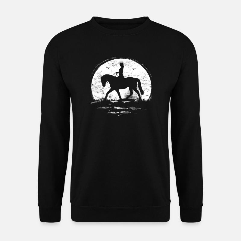 Sonne - Mond - Reiten - Reiterin - Pferd - Sommer - Unisex Pullover - Schwarz
