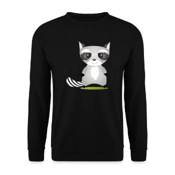 cute raccoon in comic style to love - Unisex Sweatshirt - black - Front - Alina (178cm) & Michal (187cm)