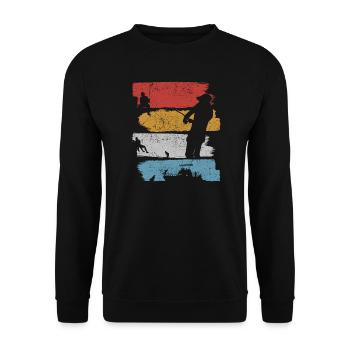 Sunset Silhouette Fisherman - Unisex Sweatshirt - black - Front - Alina (178cm) & Michal (187cm)