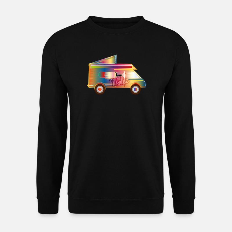 bunter Camper mit Zeltdach für das Van Life - Unisex Pullover - Schwarz