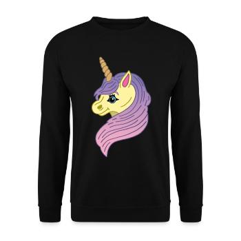 Kawaii Manga Einhorn - Unisex Pullover - Schwarz - Vorne - Alina (178cm) & Michal (187cm)