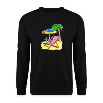 Sonne Meer Strand Sommer Palmen Entspannen Ferien - Unisex Pullover - Schwarz - Vorne - Alina (178cm) & Michal (187cm)