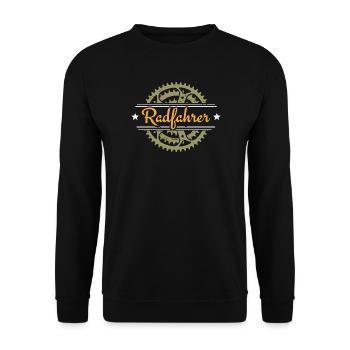 Radfahrer Retro Kettenblatt Fahrrad Geschenk - Unisex Pullover - Schwarz - Vorne - Alina (178cm) & Michal (187cm)