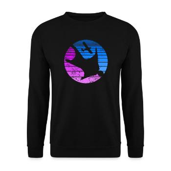Wingsuit Basejump Fallschirmspringe Retro Look - Unisex Pullover - Schwarz - Vorne - Alina (178cm) & Michal (187cm)