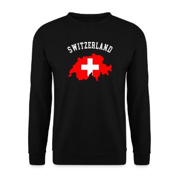 Schweizer Flaggenkarte - Unisex Pullover - Schwarz - Vorne - Alina (178cm) & Michal (187cm)