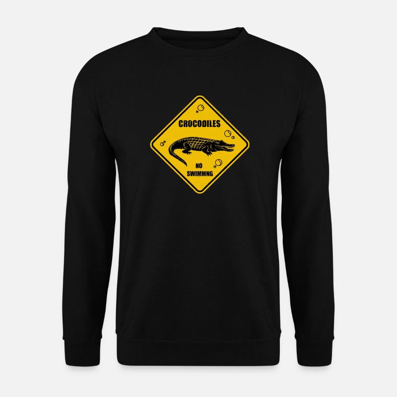 Krokodilgelbes Straßenschild - Unisex Pullover - Schwarz