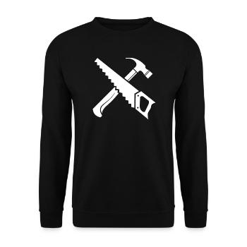 Saw Hammer Tool Symbol Gift Saw Icon - Unisex Sweatshirt - black - Front - Alina (178cm) & Michal (187cm)