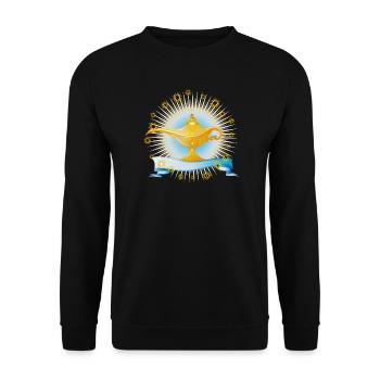 strahlende goldene orientalische Wunderlampe - Unisex Pullover - Schwarz - Vorne - Alina (178cm) & Michal (187cm)