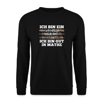 Ingenieur Ich bin gut in Mathe Geschenk - Unisex Pullover - Schwarz - Vorne - Alina (178cm) & Michal (187cm)