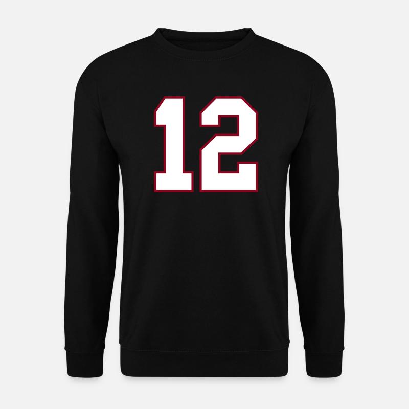 12 College-Jersey Nummern-Print - Unisex Pullover - Schwarz