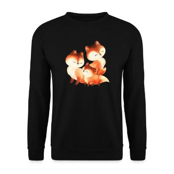 Red Fox Family Watercolor Painting - Unisex Sweatshirt - black - Front - Alina (178cm) & Michal (187cm)