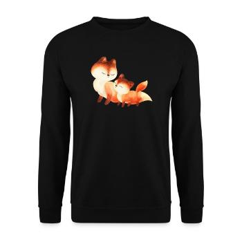 Two Cuddly Foxes Watercolor Painting - Unisex Sweatshirt - black - Front - Alina (178cm) & Michal (187cm)