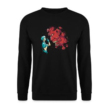 Soignant contre les héros du virus Corona - Sweat-shirt Unisexe - noir - Devant - Alina (178cm) & Michal (187cm)