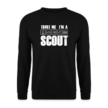 Vertrauen: Ich bin Scout i am a Scout Pfadfinder - Unisex Pullover - Schwarz - Vorne - Alina (178cm) & Michal (187cm)