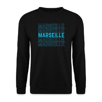 Marseille Outlined Repeat Neon Blue - Unisex Sweatshirt - black - Front - Alina (178cm) & Michal (187cm)