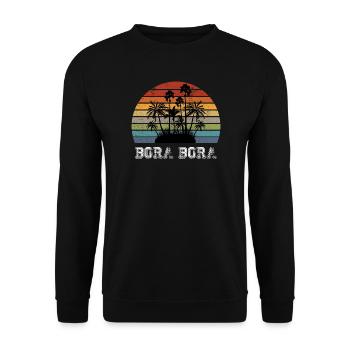 Bora Bora design vintage avec palmiers / cadeau - Sweat-shirt Unisexe - noir - Devant - Alina (178cm) & Michal (187cm)