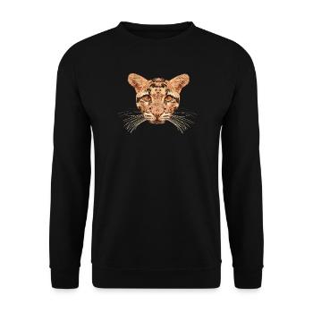Raubkatzen outfit, Nebelparder, gesche raubkatze - Unisex Pullover - Schwarz - Vorne - Alina (178cm) & Michal (187cm)
