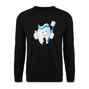 radiant white tooth with toothpaste as a comic - Unisex Sweatshirt - black - Front - Alina (178cm) & Michal (187cm)