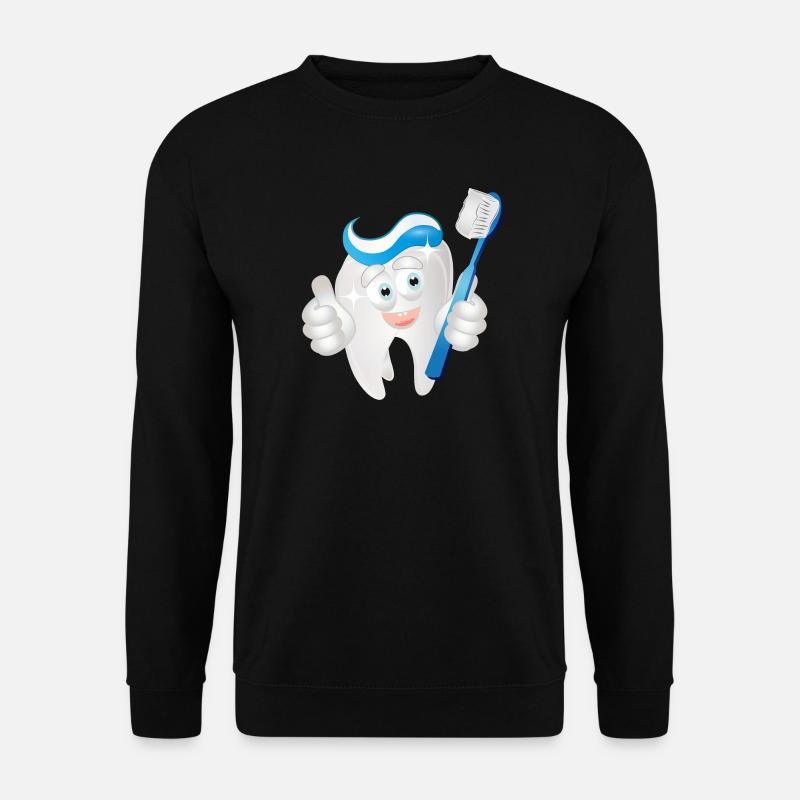 strahlender weißer Zahn mit Zahncreme als Comic - Unisex Pullover - Schwarz