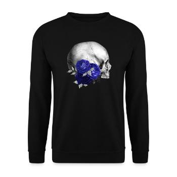 Indigo Roses Skull Design - Unisex Sweatshirt - black - Front - Alina (178cm) & Michal (187cm)
