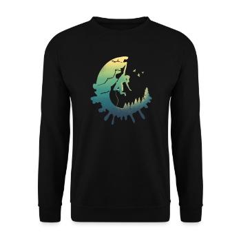 Moonlit Female Rock Climber Forest Silhouette - Unisex Sweatshirt - black - Front - Alina (178cm) & Michal (187cm)
