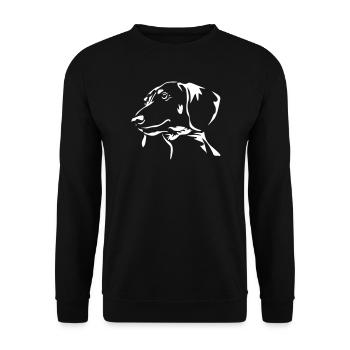 Dackel Kopf "Black Edition - Unisex Pullover - Schwarz - Vorne - Alina (178cm) & Michal (187cm)