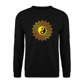 Yin Yang Taiji in life flower orange - Unisex Sweatshirt - black - Front - Alina (178cm) & Michal (187cm)